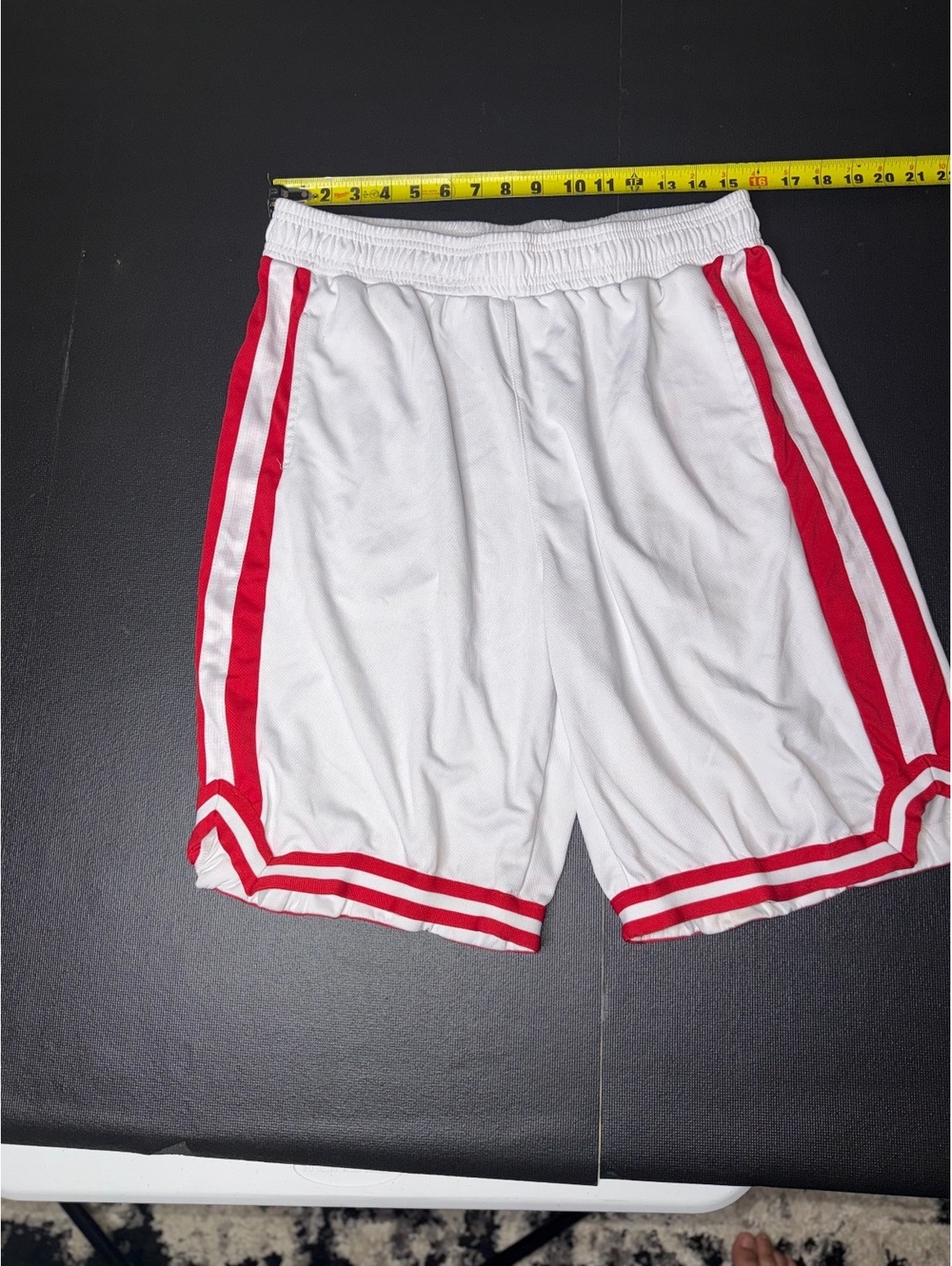 Liberty Pro White Basketball Shorts with Red Stripes Size US